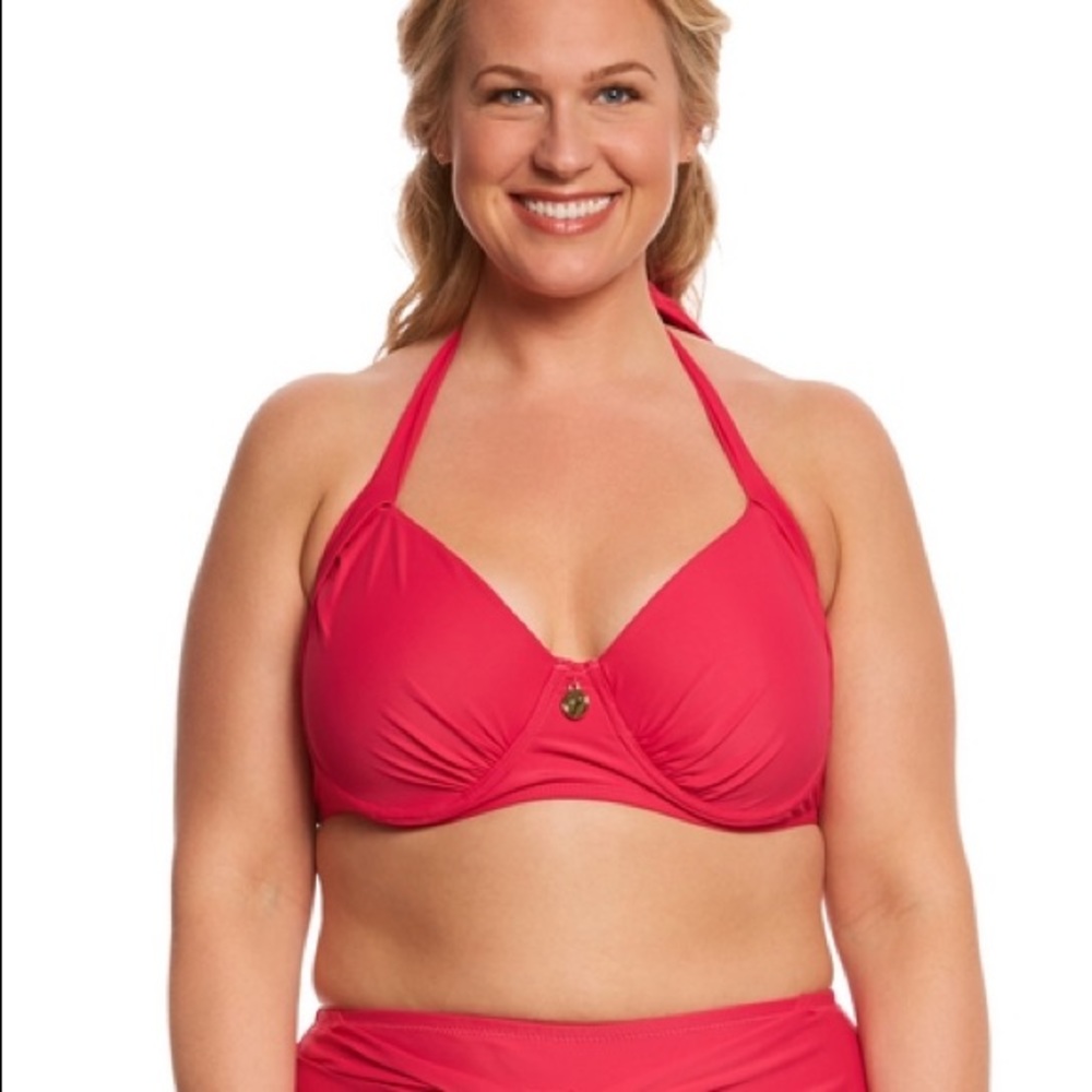 Paramour Plus-Size Pink Underwire Halter Bikini